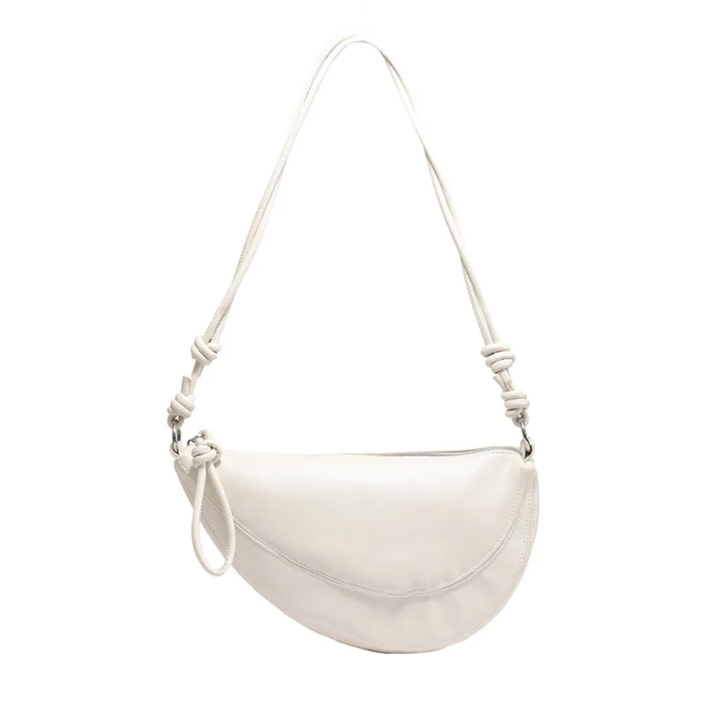 Niche Soft PU Half Moon Cow Horn Bag New Commuter Moon Dumpling Bag High Quality Single Shoulder Crossbody Bag