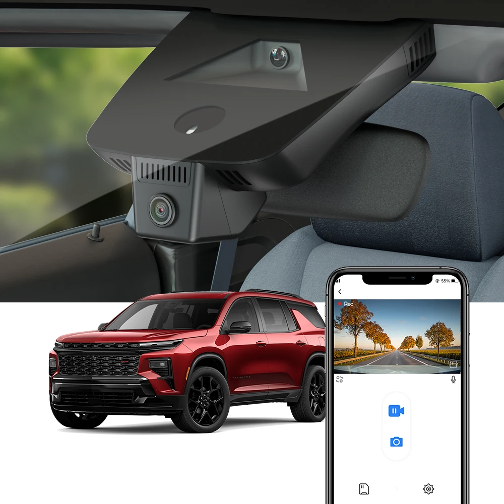 FITCAMX Dashcam for Chevrolet Traverse 2019 - 2026, 4K OEM Designed Built-in WIFI APP Vehicle Camera for Chevy Trax 2024-2026