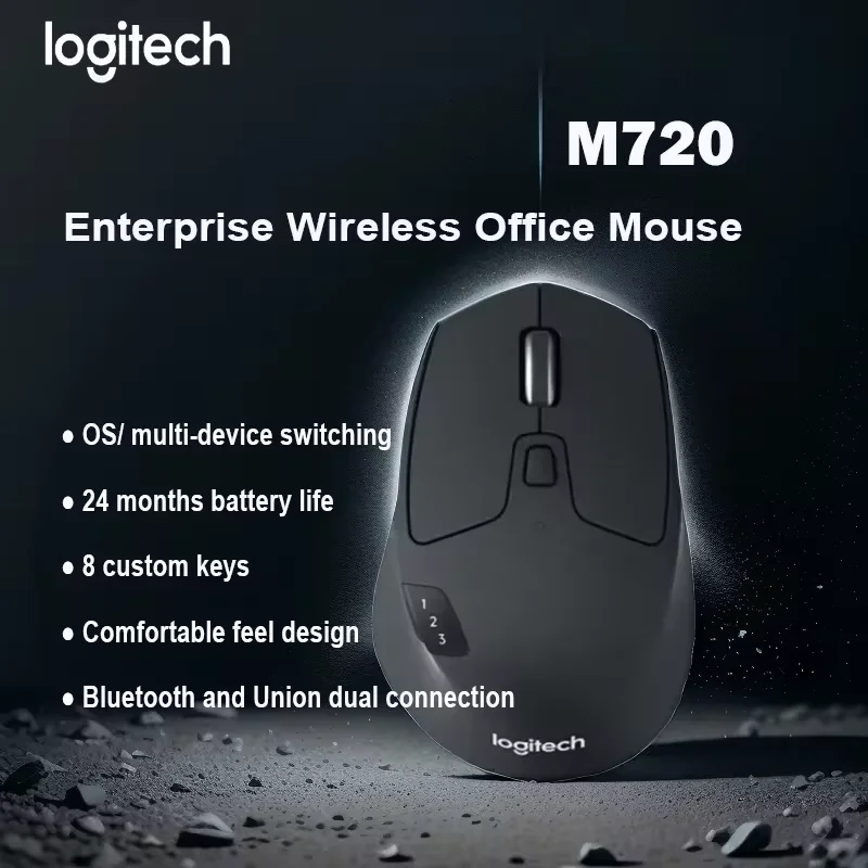 

Беспроводная Bluetooth-Мышь Logitech M720, Двухрежимная мышь для дома, офиса, бизнеса, мышь для Mac, Ipad, подключенная мышь для нескольких устройств