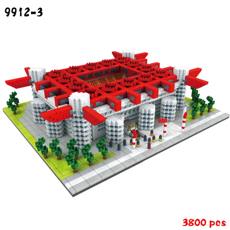 2023 Football Old Trafford Camp Nou Bernabeu San Sir Stadium Real Madrid Barcelona Club Diamond Building Blocks Toy Gift