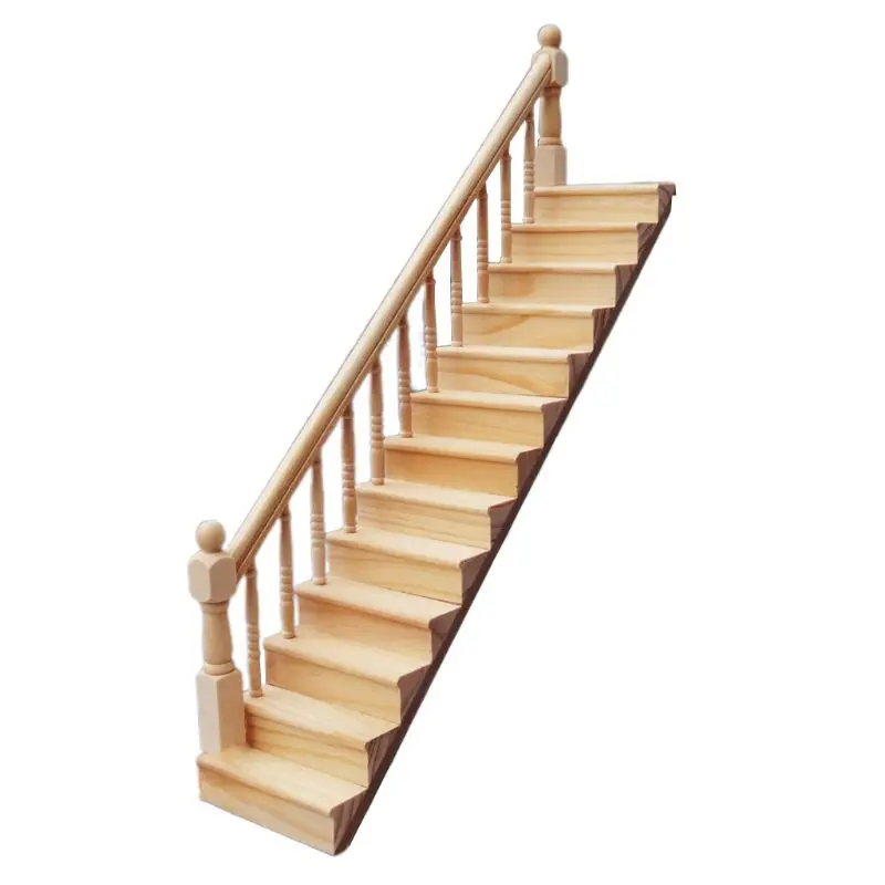 1:12 Dollhouse Miniature Handrail บันไดฉากไม้ธรรมดาบันไดรุ่น