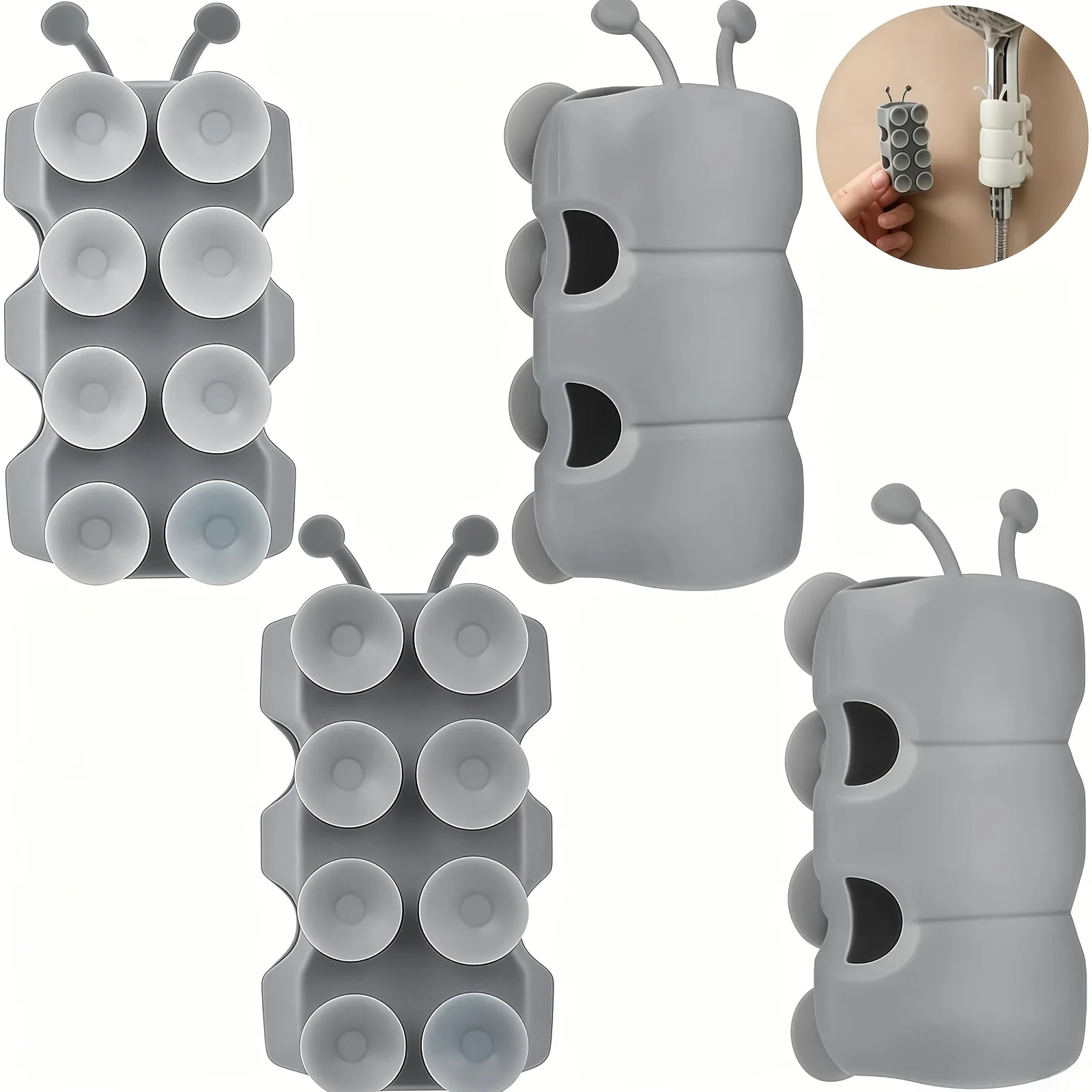 Silikon-Saugnapf-Duschkopfhalterung, abnehmbarer Duschhalter, bohrfreie Badezimmer-Duschbefestigung, Raupen-Saugnapf-Befestigungsbasis – Detail 10