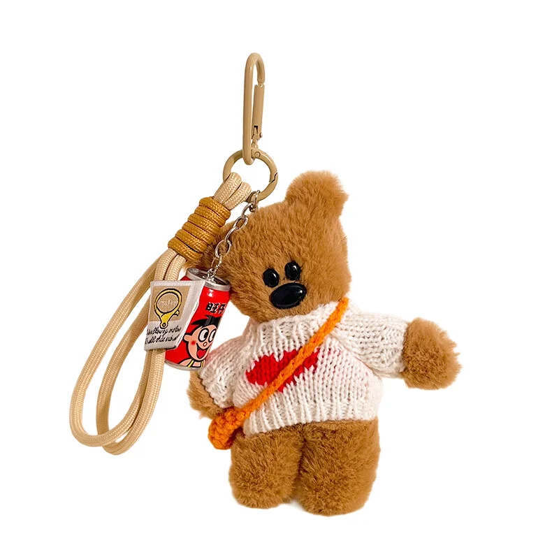 Braunbär Plüsch-Schlüsselanhänger Luxus-Taschenanhänger Niedlicher Bären-Schlüsselanhänger für Geldbörsen Handtaschen Taschenzubehör Auto-Anhänger Teddybären Schlüsselring – Detail 4