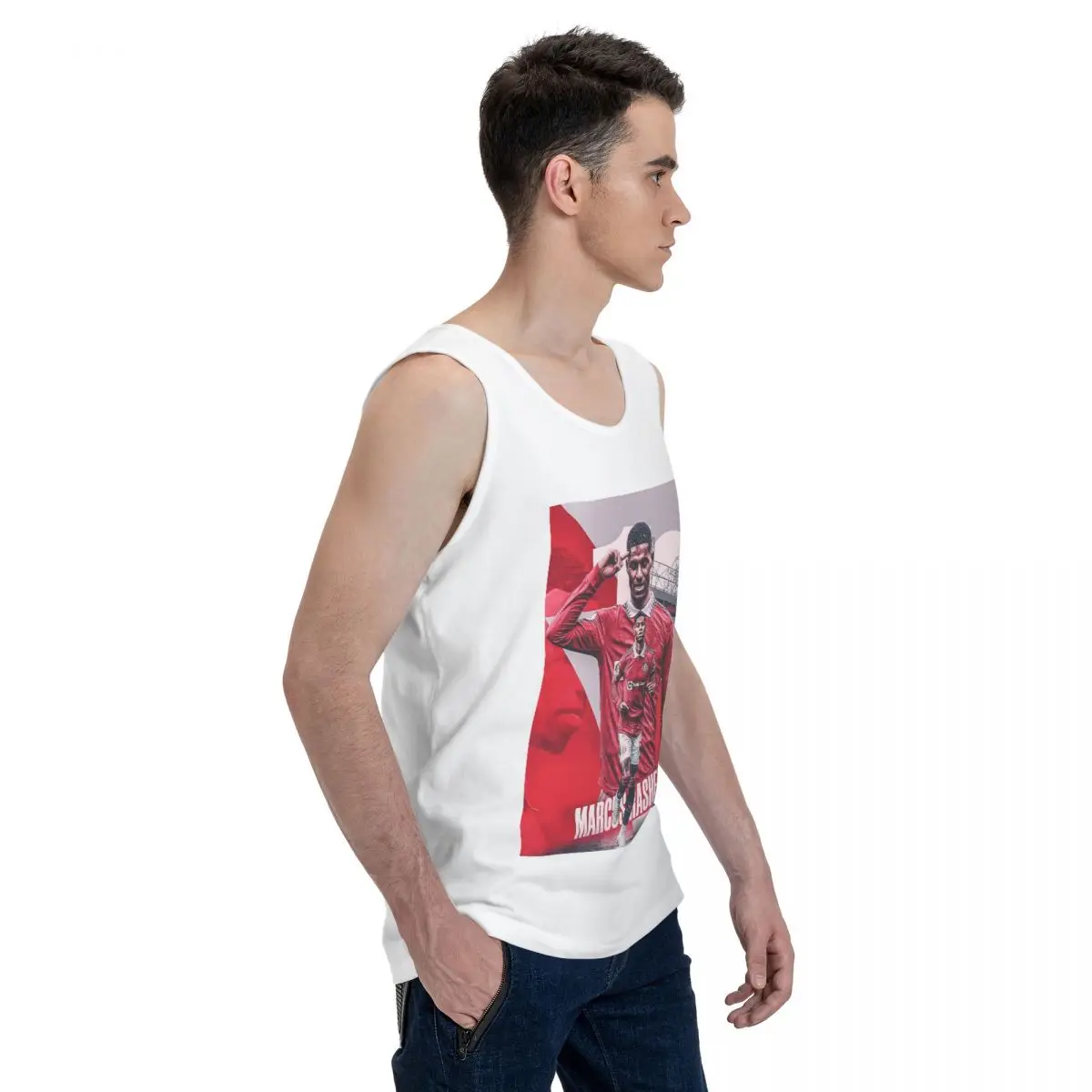 Marcus Rashford New Goal Celebration 100% Cotton Men's Sweatshirt Vest Sleeveless Clothing Tees Men Tank Tops T-shirt
