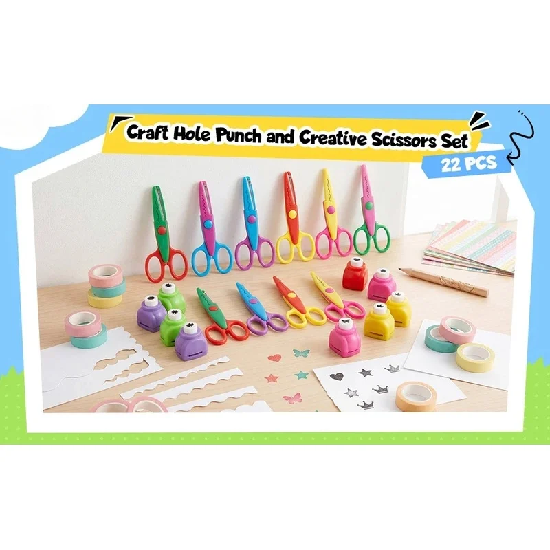 12Pcs Craft Decorative Scissors DIY Scrapbooking Paper Cutter Colorful Edge Scissors School Art Supplies For Kids & Adult JJ4212