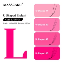 MASSCAKU L/LU/M en forma de U YY 3D 4D 5D 8-15mm extensiones de pestañas de longitud mixta calidad de salón pestañas postizas suaves naturales para maquillaje