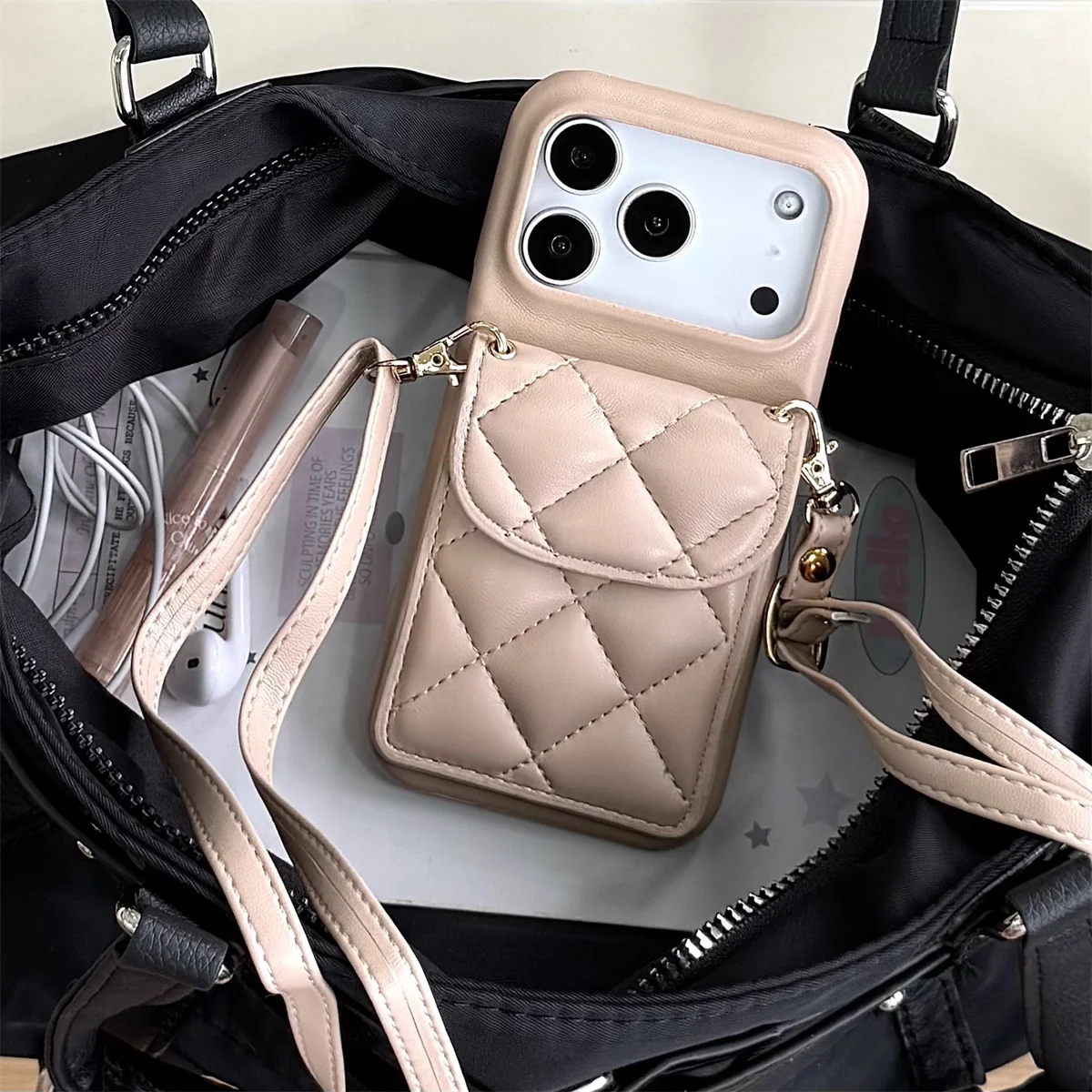 เคสโทรศัพท์แบบสายคล้องคอพร้อมช่องใส่บัตร สำหรับ iPhone 17 Air 16 15 Plus 14 13 Pro Max  กระเป๋าหนังแบบมีสายคล้อง