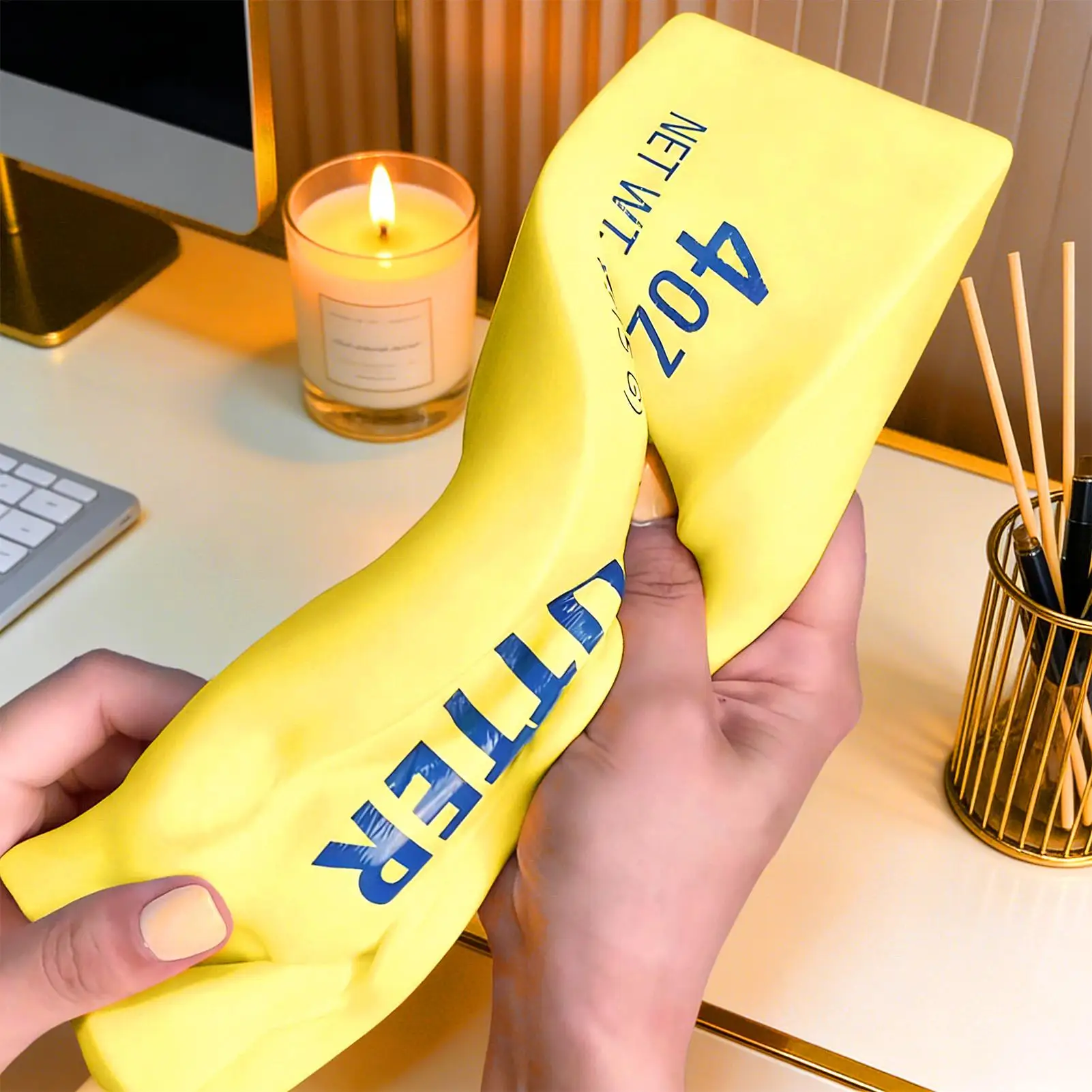 Butter Stick Squish Fidget Toys Elastic Cheese Stick Funny Squeeze Prank Toy Stress Anxiety Relief Game