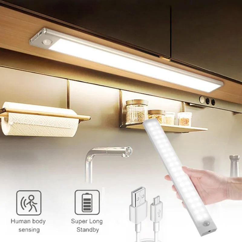 Luce notturna a LED Wireless con sensore di movimento lampada da corridoio per armadio da cucina ricarica USB luci intelligenti magnetiche Ultra sottili