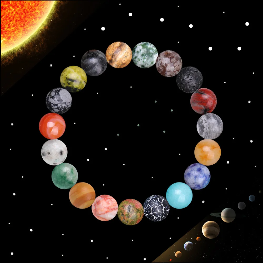 Newly Arrived Jewelry Simulated Gemstones Eight Planets Woven Rope Solar System Stone Bracelet UNISEX Mysterious Charm Bracelet