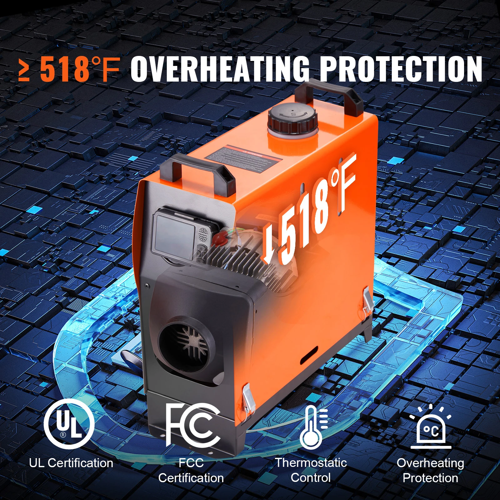 سخان هواء ديزل SucceBuy بقدرة 8 كيلو وات، سخان ديزل الكل على واحد مع بلوتوث وشاشة LCD، سخان ركن محمول لتخييم مقطورة RV #5