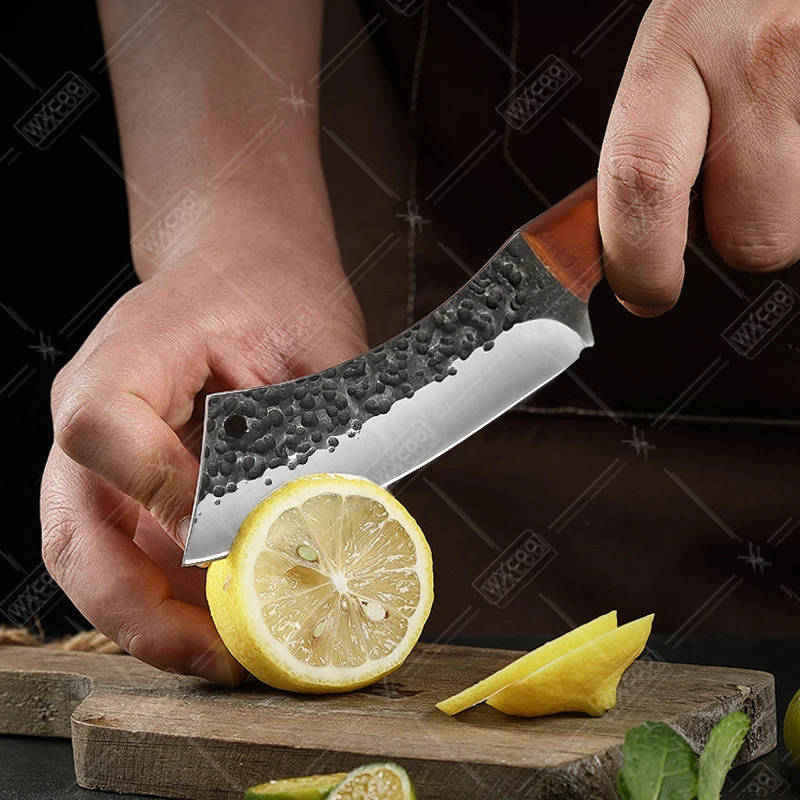 WXCOO 1~4PCS Kitchen Knives Meat Cleaver Hand Forged Butcher Knife for BBQ Cooking Fruit Peeling Knife with Sheath Bottle Opener