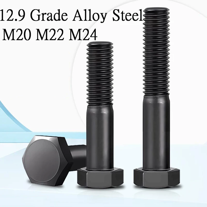 M20 M22 M24 Black Grade 12.9 Alloy steel Metric Half Thread  DIN933 External Hex Hexagon Head Cap Screw Bolt