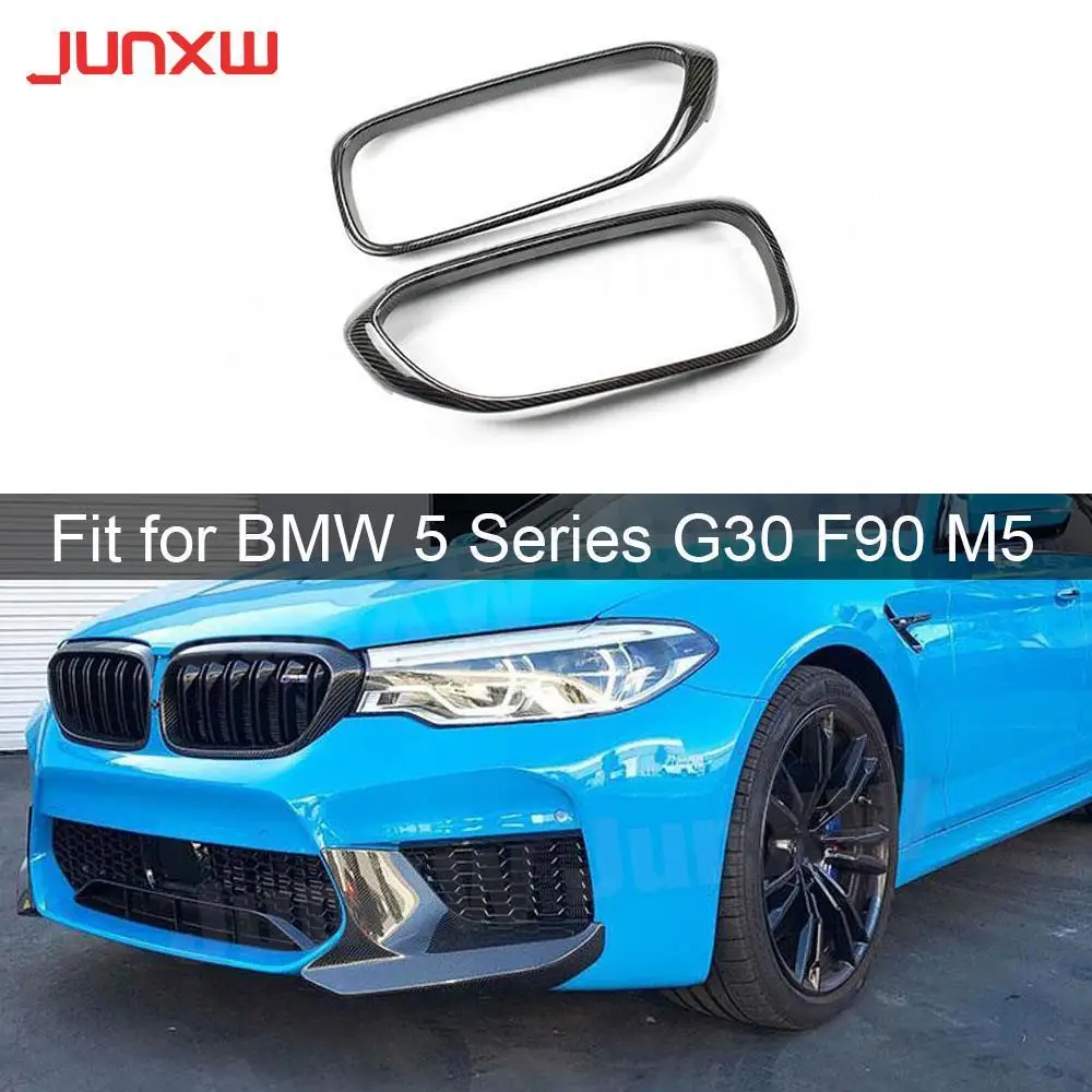 

Dry Carbon Fiber Front Bumper Grille Mesh Grill Surrounding Frame Cover For BMW 5 Series G30 F90 M5 2018 2019 Car Styling