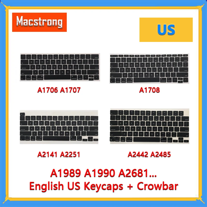 New A1706 A1708 A2681 Laptop Keycaps For Macbook Pro Air A1990 A2179 A2141 A2159 A2337 A2338 A2442 A2485 Keycaps US English Key