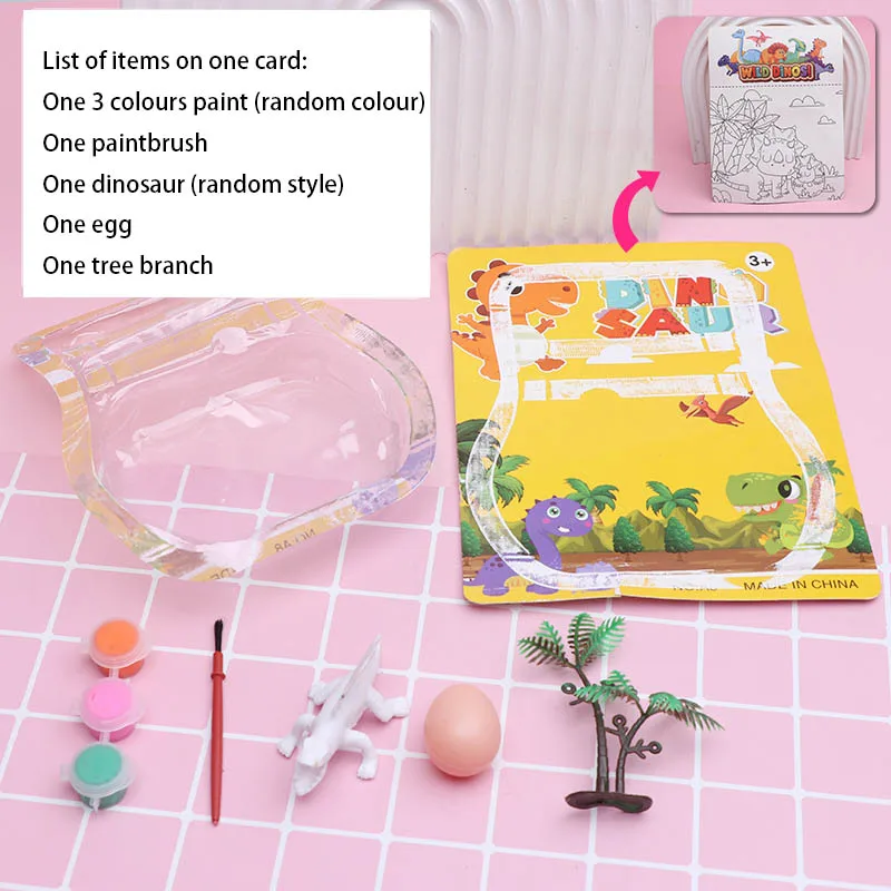 2Pcs Children Painting Toy Handmade DIY Painting Plaster Doll Cartoon Dinosaur Colouring Dinosaur Egg Colouring Toys