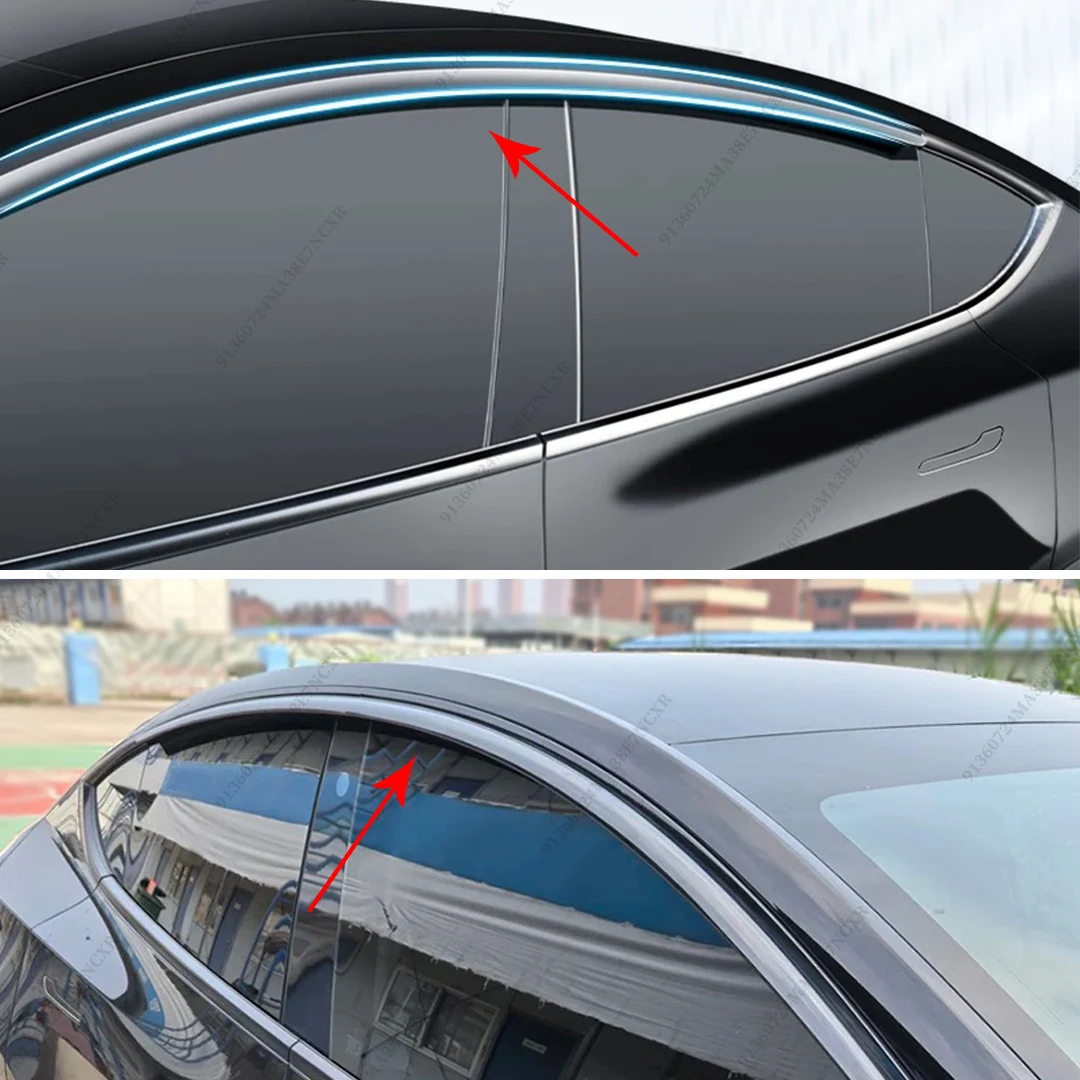 جزء تمديد 4 قطعة أقنعة النافذة الظل الرياح منحرف المطر الحرس الحاجب تقليم ل تسلا نموذج Y 2019-2024 طقم الجسم اكسسوارات
