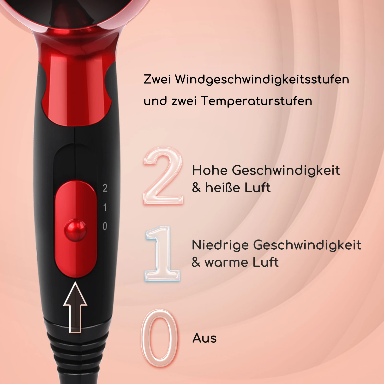 مجفف شعر Aigostar Linda 32GQT للسفر، جهد مزدوج 1500 وات، مقبض قابل للطي، مثالي لسفرك، حماية من الحرارة الزائدة، حصريًا #3