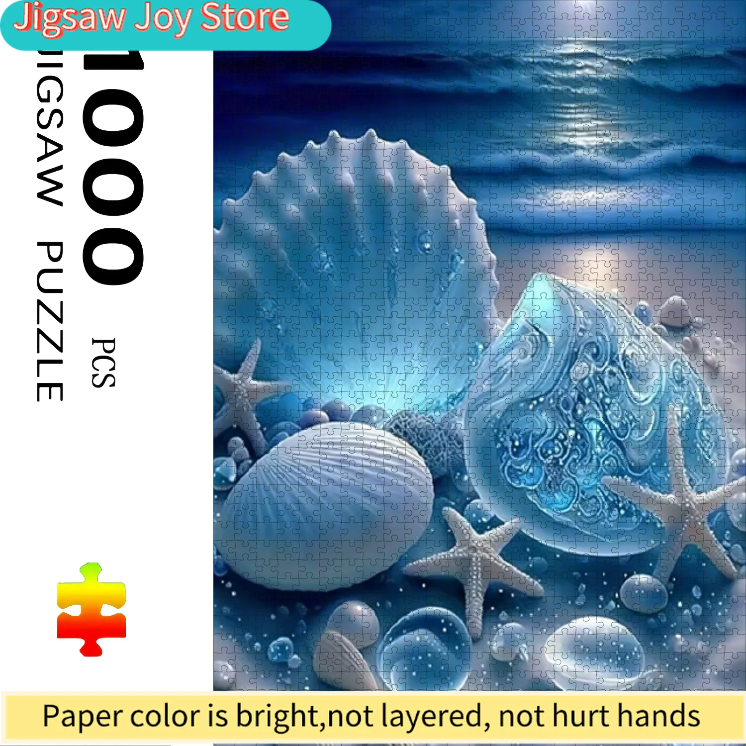 

1000pcs Ocean Theme Jigsaw Puzzle - Seashell and Pearl Beach Scene - Challenging Large Puzzle for and Families, Thick Interloc