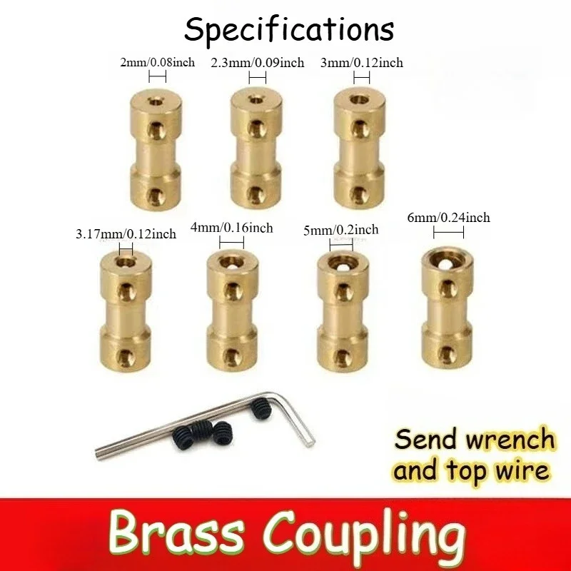3Pcs Motor Shaft Coupling 2mm 2.3mm 3mm~6mm Coupler Connector Sleeve Adapter Brass Transmission Joint for RC Boat Car Airplane