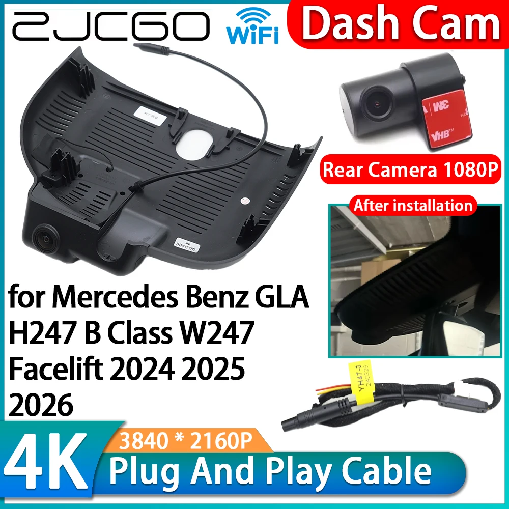 Cámara de Video para Auto 4K Wifi DVR IMX335 OEM, Grabadora de Video para Mercedes Benz GLA H247 Clase B W247 Facelift 2024 2025, Cámara Delantera y Trasera