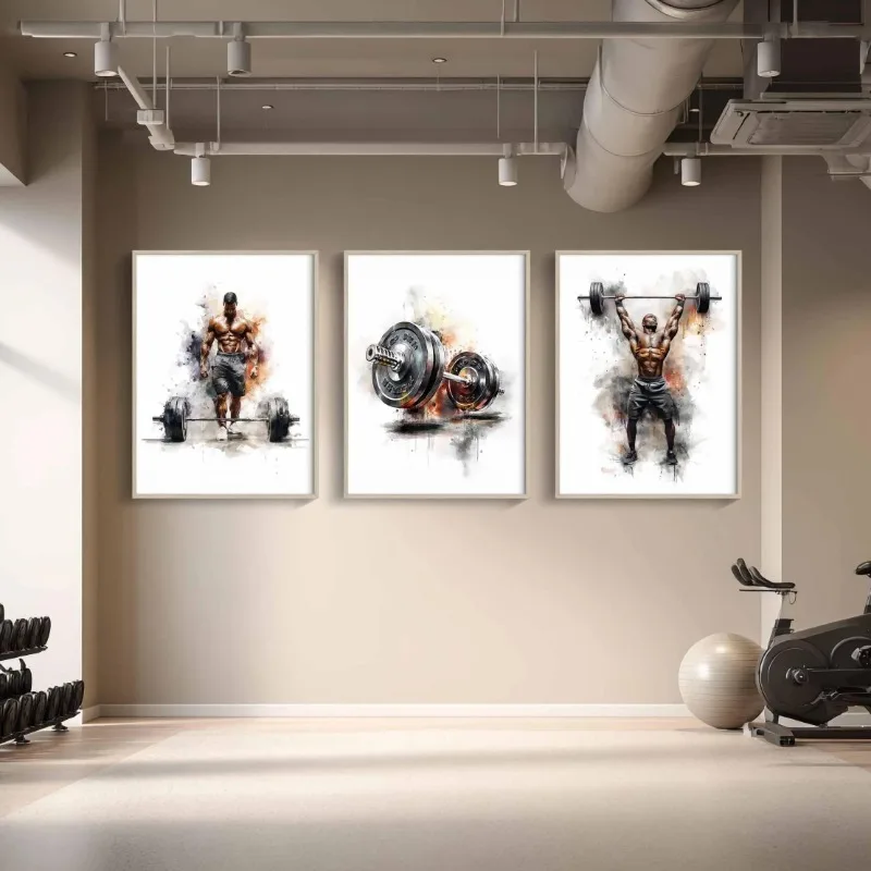 Gym Wall Art Motivational Prints Bodybuilding Workout Poster Decor Fitness Weightlifting Wall Decor Home CrossFit Studio Gift