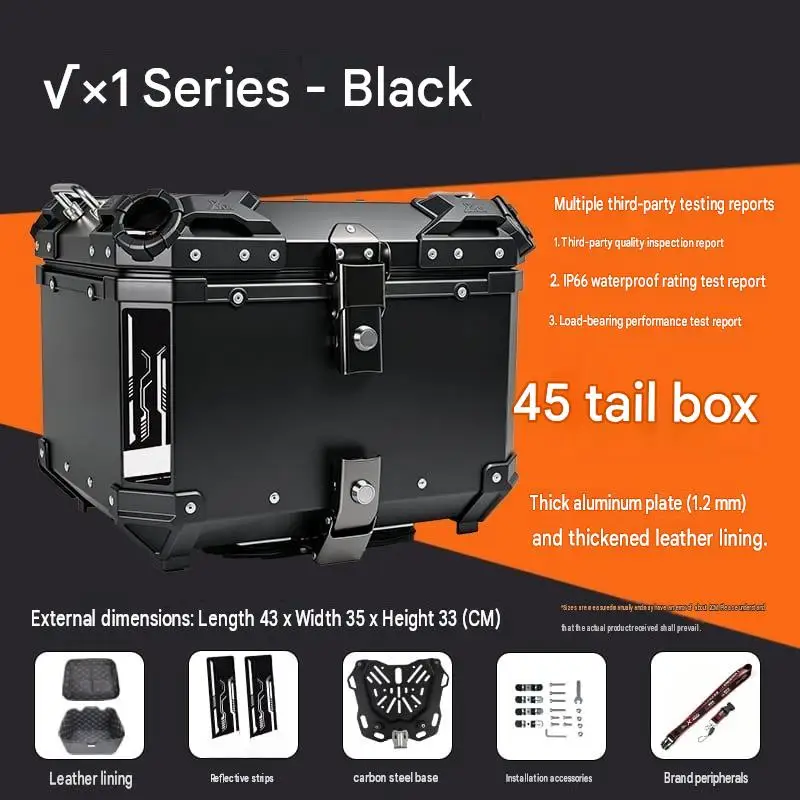 For Suzuki DL250 V‑Strom250 45L/55L Flat Aluminum Top Case IP66 Waterproof Leather Lining Backrest Touring Storage Accessory