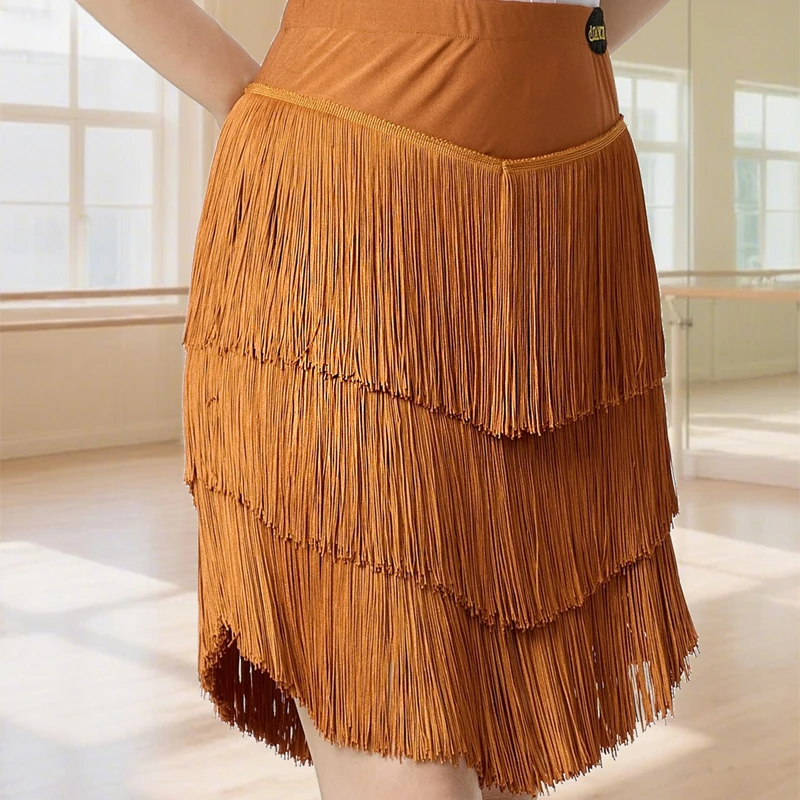 

Waltz Ballroom Dance Tassels Skirt Full Fringed Latin Dance Skirts Women Samba Rumba Chacha Dance Skirt Training Wear DW10852