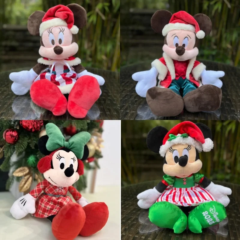 Hot Disney pluszowe lalki seria świąteczna Mickey Minnie Kawaii Anime Limited Minnie lalki świąteczne ozdoby wibracyjne zabawki prezent dla dziecka