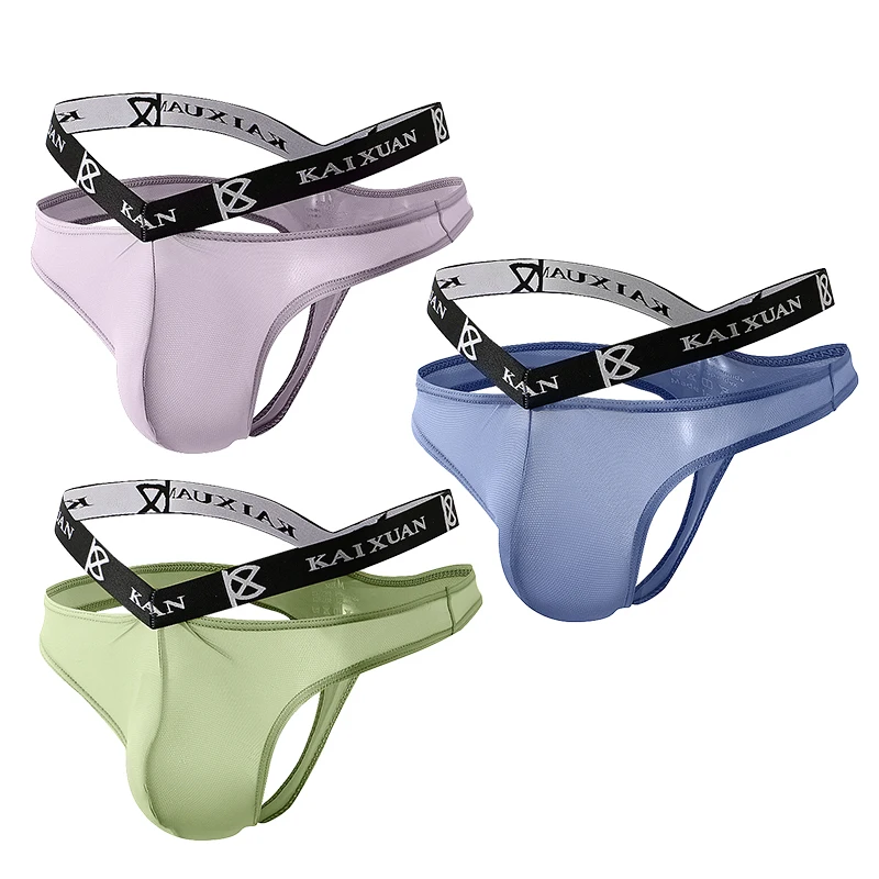 

3Pcs/lot Male Ultra-thin Transparent Thong Men G Strings Pouch Ice Silk Tanga Hombre Sexy Gay Underwear