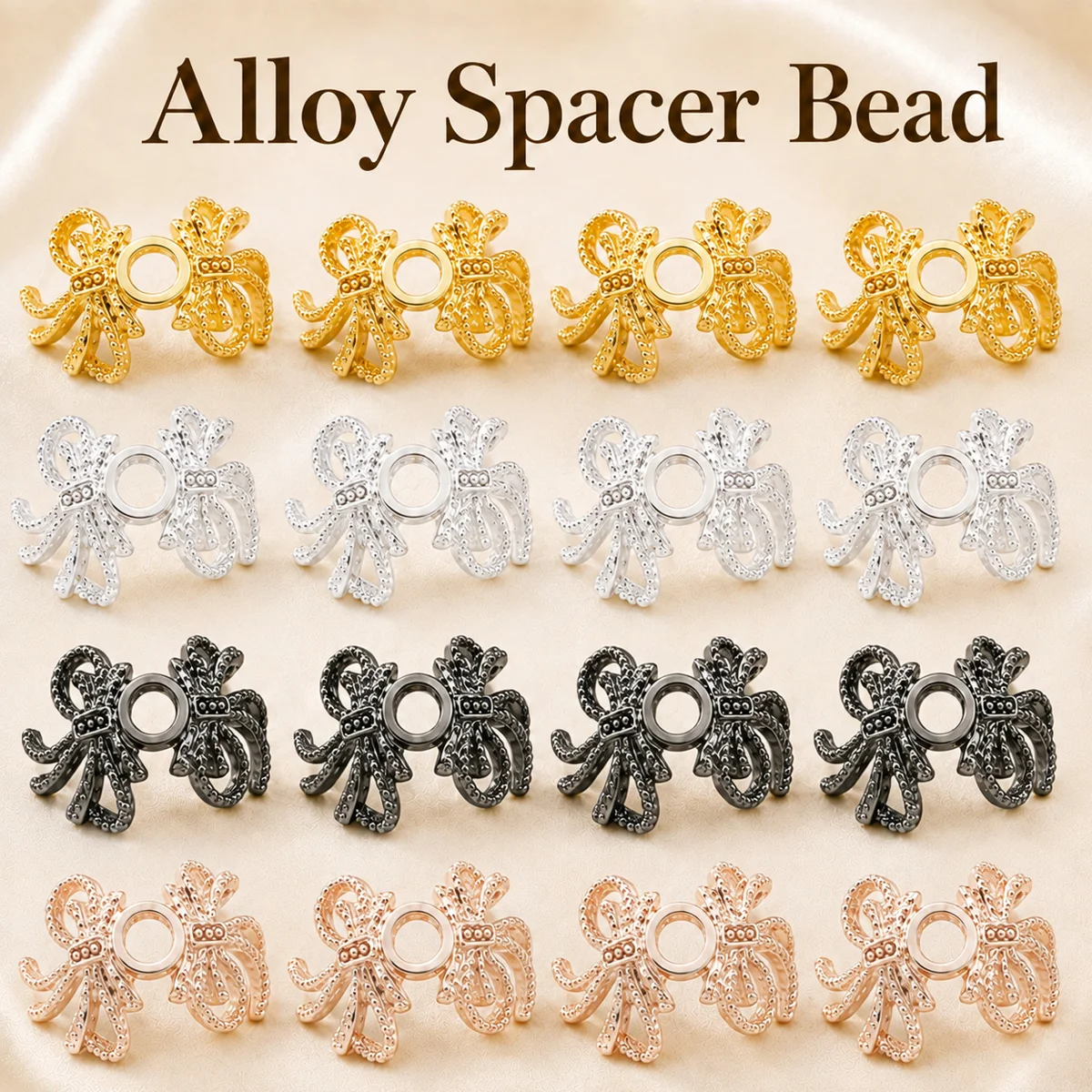 13x20mm 5Pcs Multicolor Bowknot Metal Bead Caps Suitable for Jewelry Making Bracelets Necklaces Keychains DIY Accessories - view 2