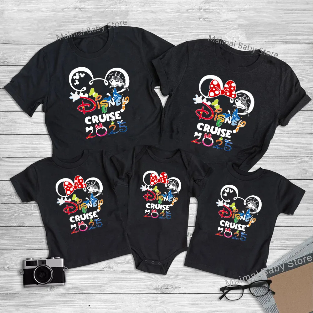 Disney Cruise 2025 Family Vacation Shirts Cotton Dad Mom Kids Tees Tops Baby Rompers Funny Family Matching Cruise Trip Outfits