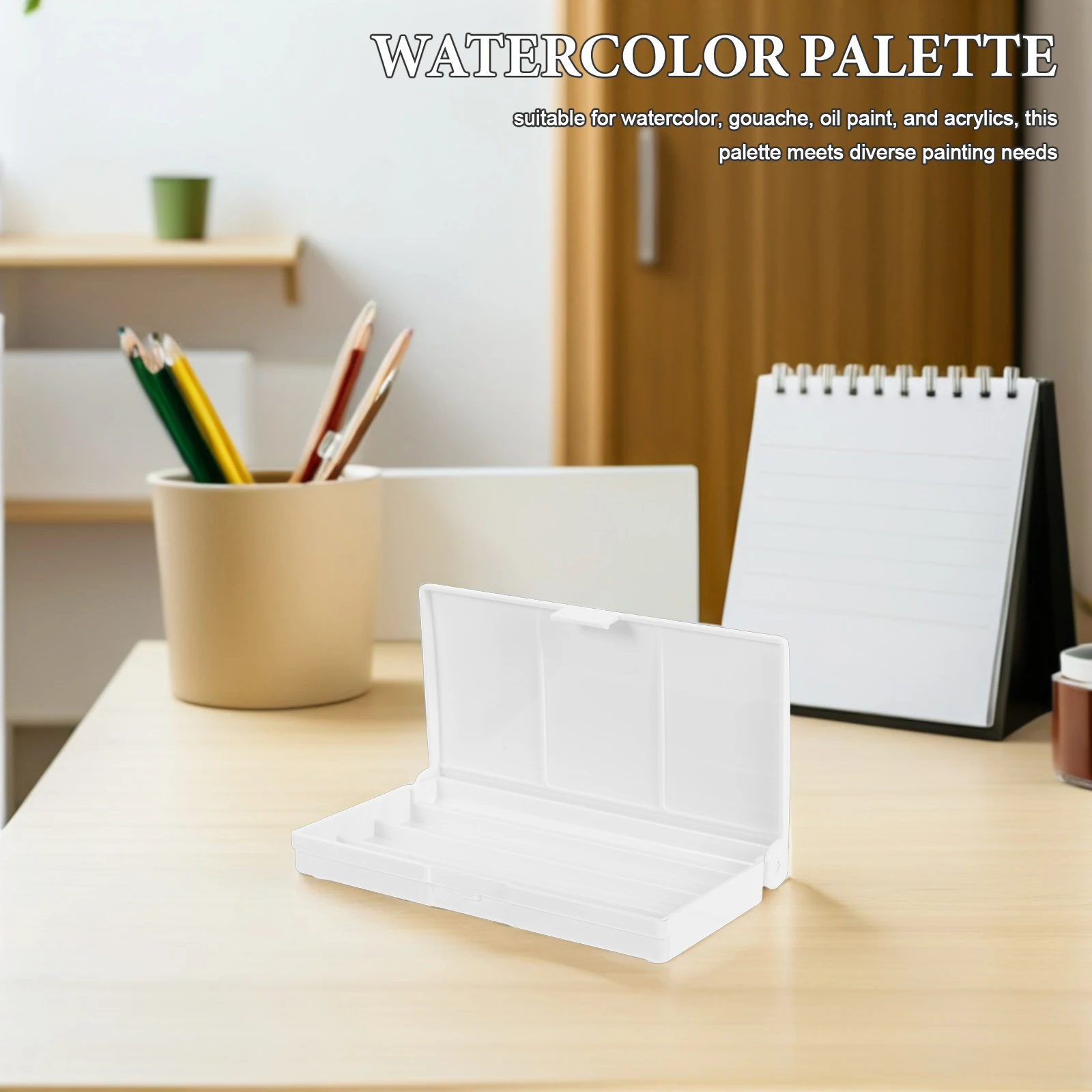 

Multi-Compartment Empty Watercolor Plastic Palette Tray Portable Paint Box for Artists Beginners Gouache Acrylic Oil Paint