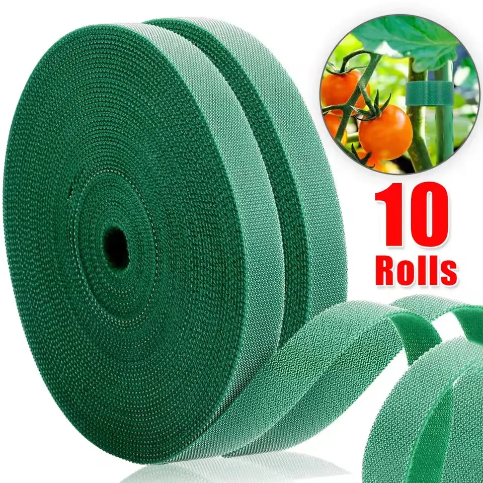 Adjustable 100/2M Self Adhesive Plant Nylon Ties Green Plant Bandage Garden Hook Loop Bamboo Cane Wrap Support Garden Supplies