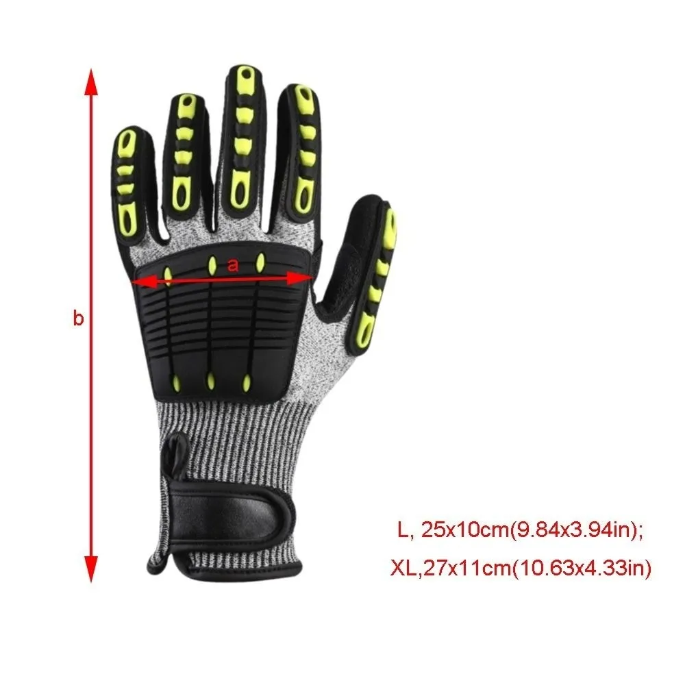 1 Pair Cut Resistant Fiber Safety Work Gloves Rubber Guard Anti Slip Palm Cut Resistant Gloves Knitted Cuff