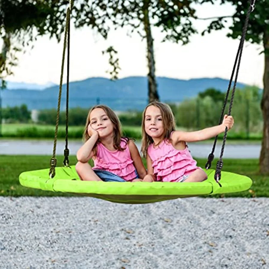 

Гигантские качели-летающая тарелка Moccha, 40 дюймов, круглые, со стальным каркасом и регулируемым тросом, для дома и улицы, выдерживают до 317 кг