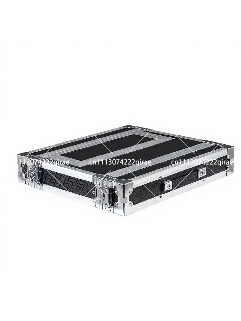 1U Wireless Microphone Receiver Flight Case, Aluminum Alloy Storage Box for Two Mics, Durable Carrying Cabinet