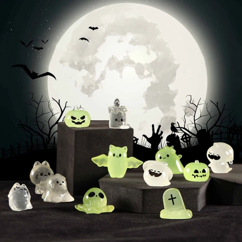 Luminous Micro Paisagem Halloween, Pumpkin Ghost Ornaments, Kit DIY, Decoração De Resina, Pátio Ao Ar Livre, Gramado, Quintal, Acessórios De Jardim
