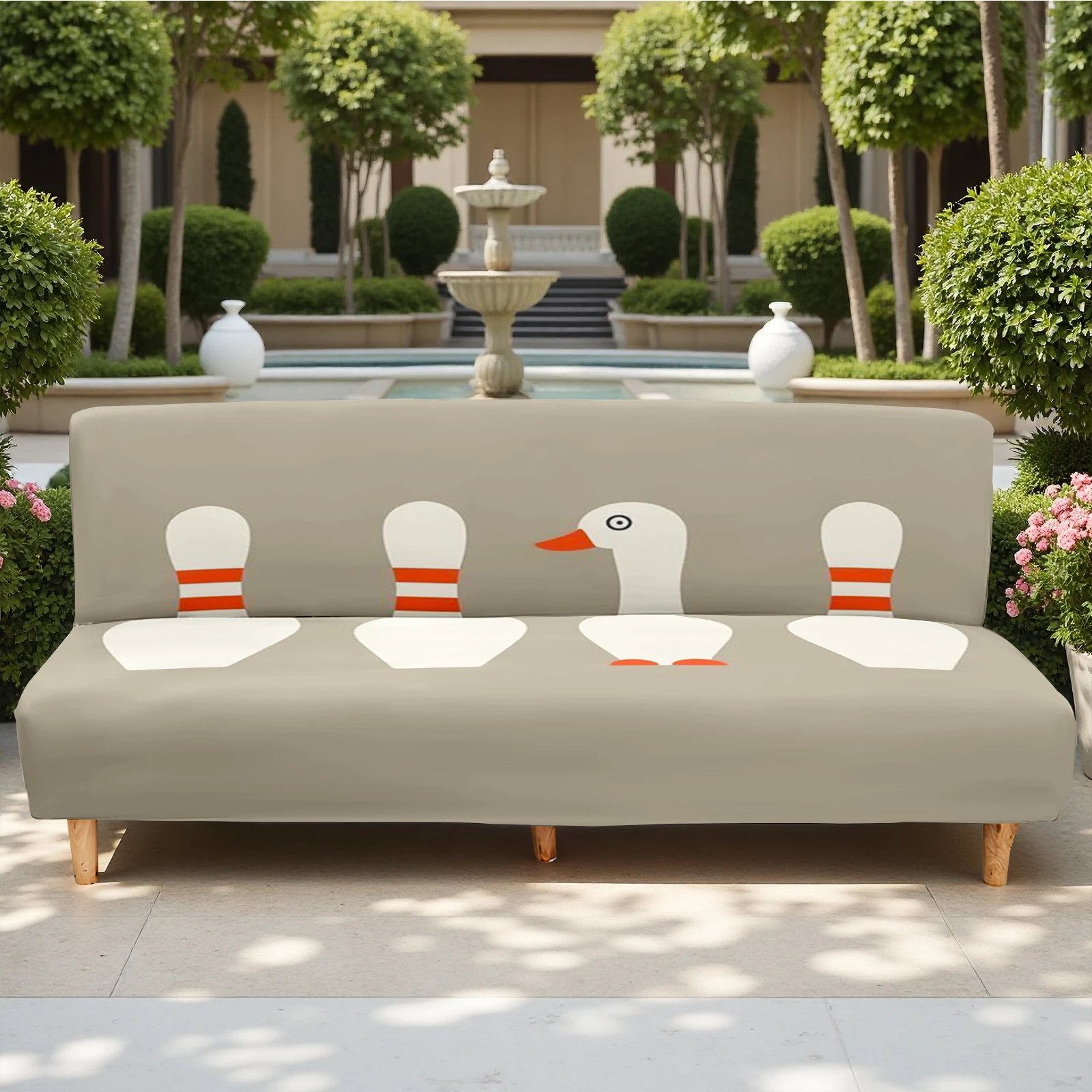 Cute Duck Print Summer Outdoor Sofa Bed Cover, Milk Silk Elastic Slipcover, Pet - Friendly, Washable & Non