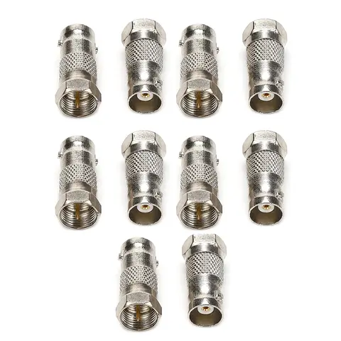 10Pcs Silver BNC Female to F Type Male Adapter Type Male Jack Straight RF Adapter BNCK SMAK Coaxial Connector for SDR CCTV