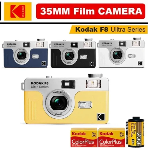 Cámara de película Kodak Ultra F8 Original, 35mm, sin enfoque, reutilizable, Flash incorporado, varios colores con paquete, cámara portátil