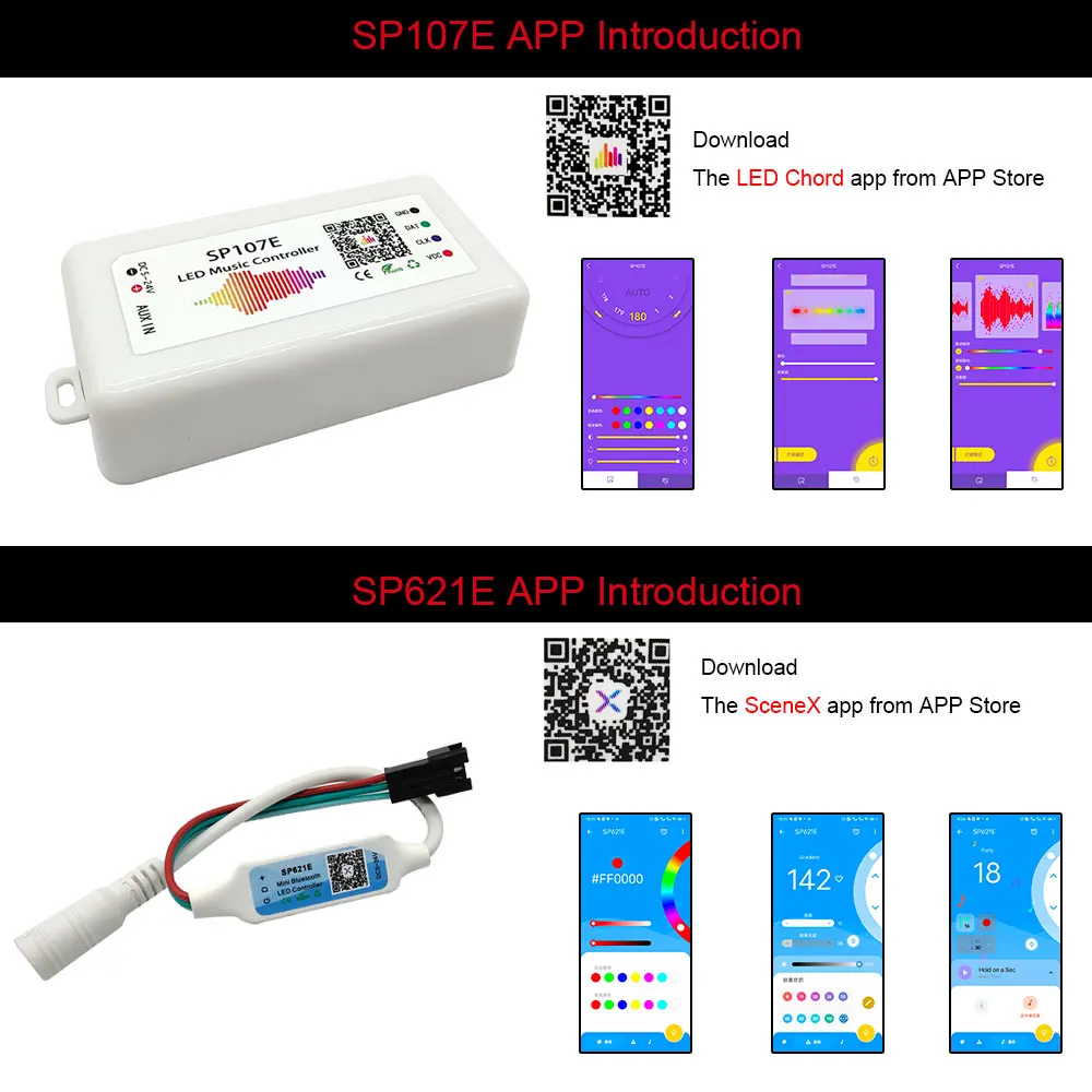 1~5PCS SP107E Music Bluetooth LED Controller Full Color Pixel IC Controllers by Phone APP For WS2812 WS2811 SK6812 WS2815 Strip