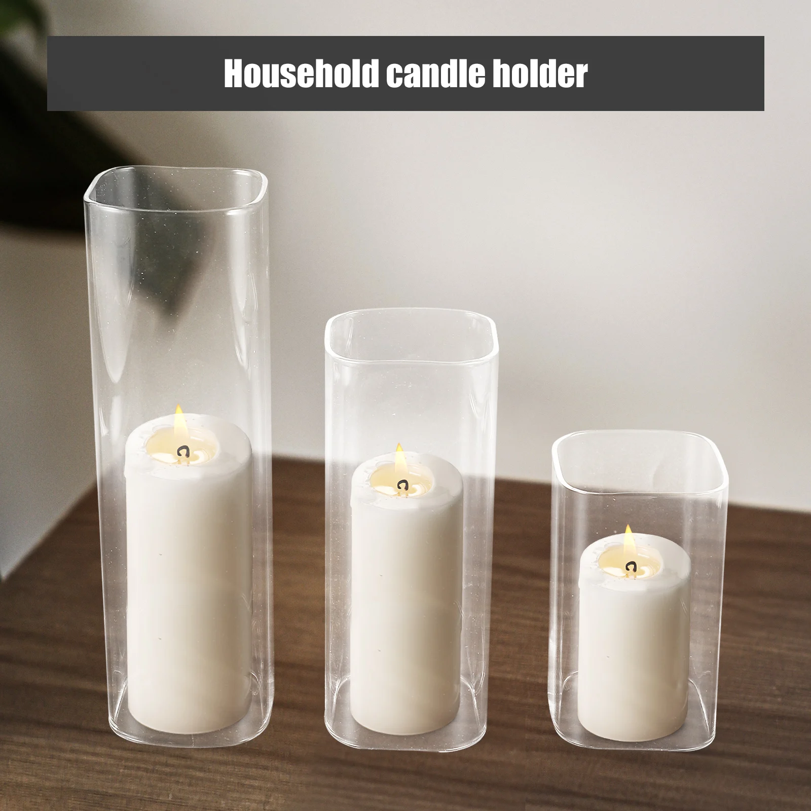 

3Pcs Glass Shade Clear Open Ended Holder Sleeve Windproof Protectors for Home Wedding Decoration Decorative Glass