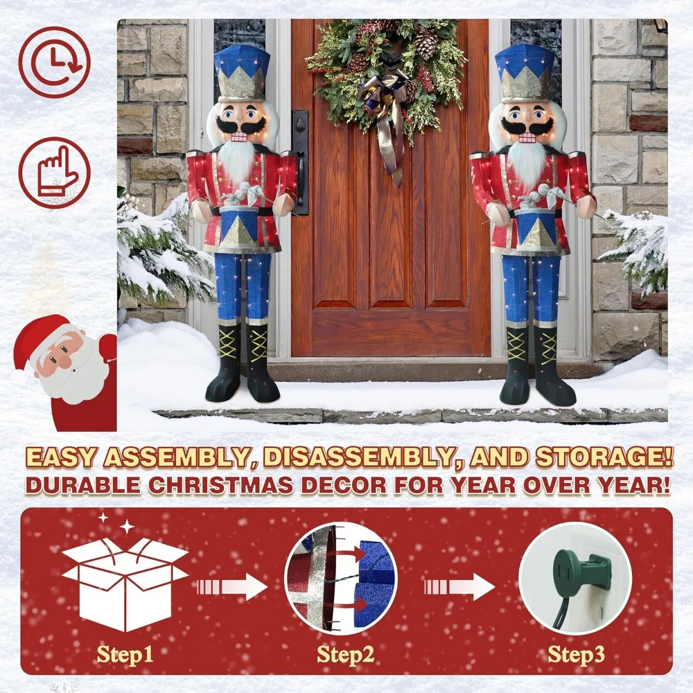 Lighted Nutcracker Outdoor Christmas Decorations, 5ft Nutcracker Christmas Decoration Outside,