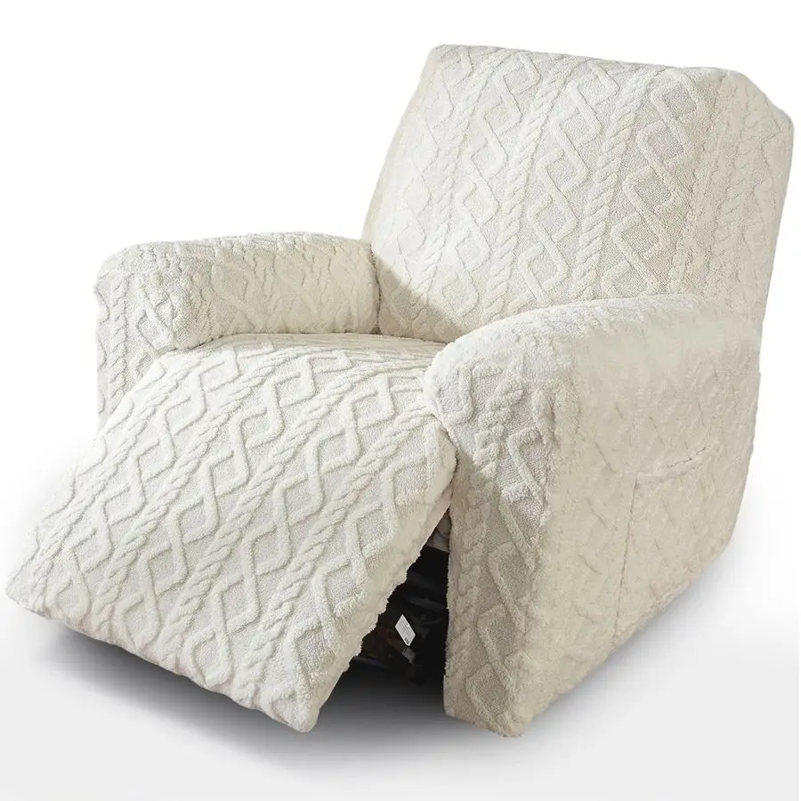 

Комплект из 4 чехлов для кресел-реклайнеров с геометрическим жаккардовым узором, мягкие пушистые противоскользящие чехлы для диванов и кушеток с эластичной вставкой