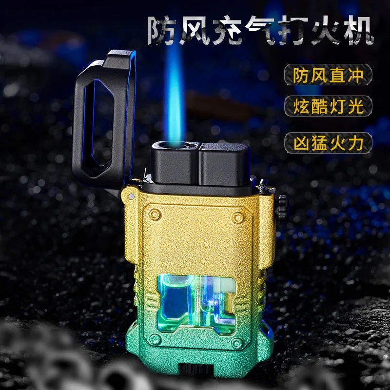 2026 New Focus F115 Transparent Window Colorful Light Gas Direct Windproof Lighter Gift Box Men's Business Exquisite Gift
