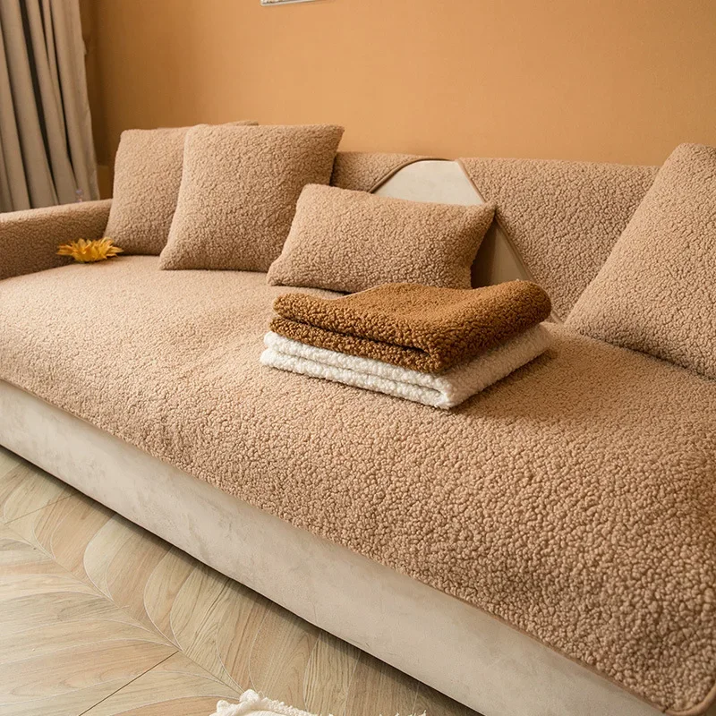 Soft Plush Sofa Cover for Living Room Decoration Furniture Universal Corner Towel Nonslip Soft Couch Cushion Thick Solid Winter