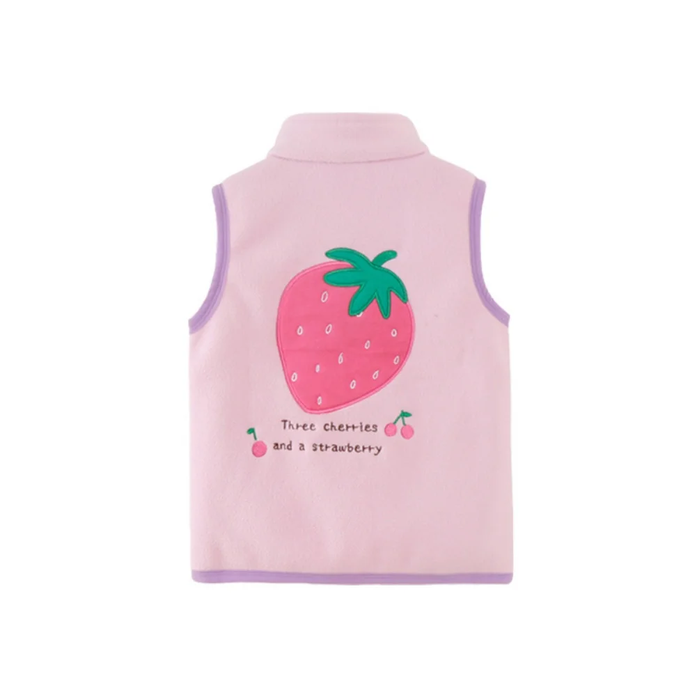 Children Vest Kids Outerwear Strawberry Embroidery Waistcoats Sleeveless Jackets Kids Vest for Boy Fleece Girl Vest Warm Winter