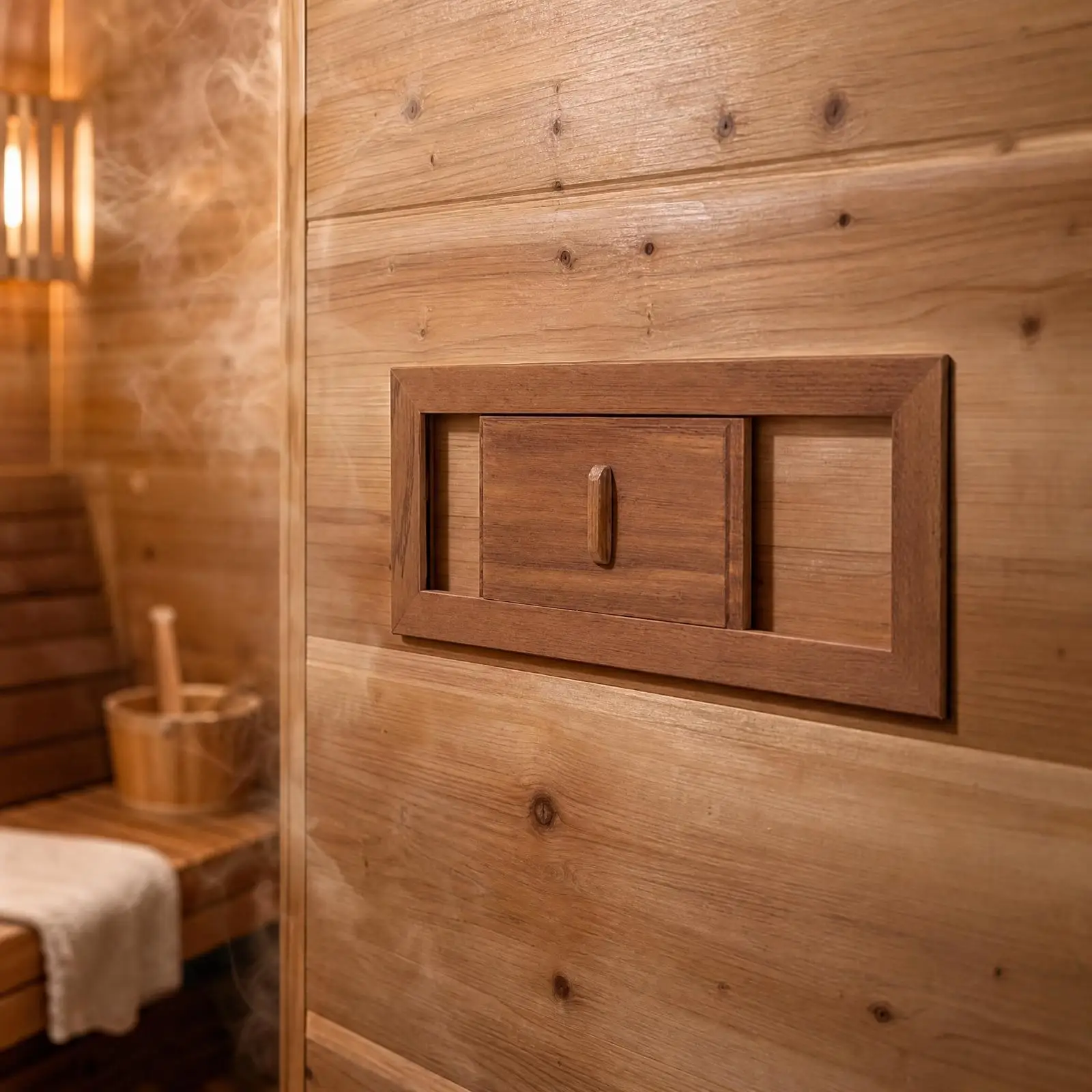 Sauna Vent with Sliding Shutter Easy to Clean Sauna Air Vent with Pull Handle Heat-Resistant Adjustable Sliding Ventilation