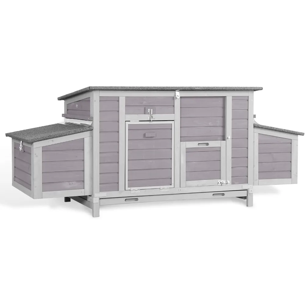 

Chicken Coop 67.3" Large Duck House with 4 Nesting Boxes for 2-4 Chickens Outdoor Hen House Chicken Cage
